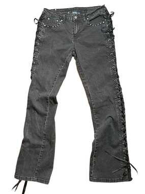 y2k Platinum Plush Lace-Up Flare Jeans